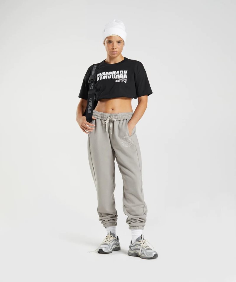 Women's Gymshark GS10 Year Midi Cropped Tops Black | NZ 4PTVLQ